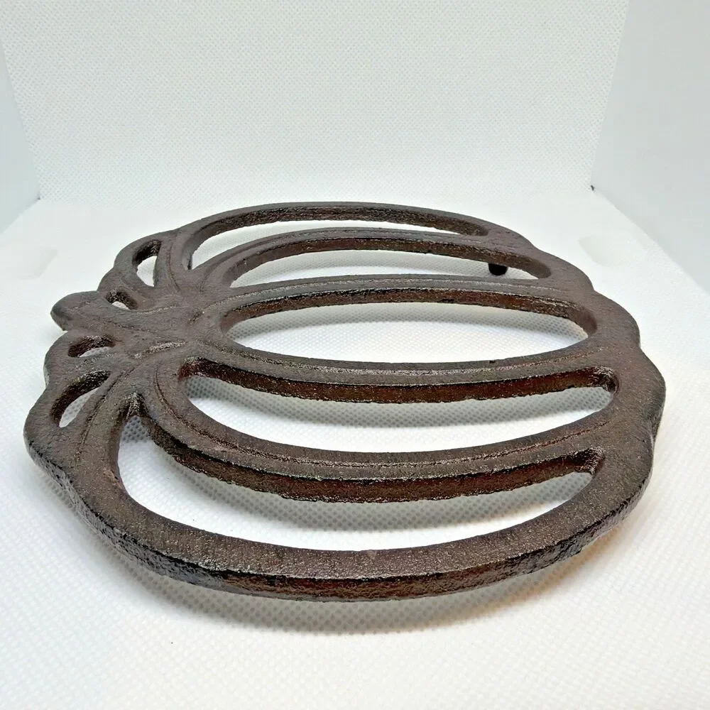 Rustic Cast Iron Pumpkin Trivet Fall Autumn Thanksgiving Kitchen Decor Heavy